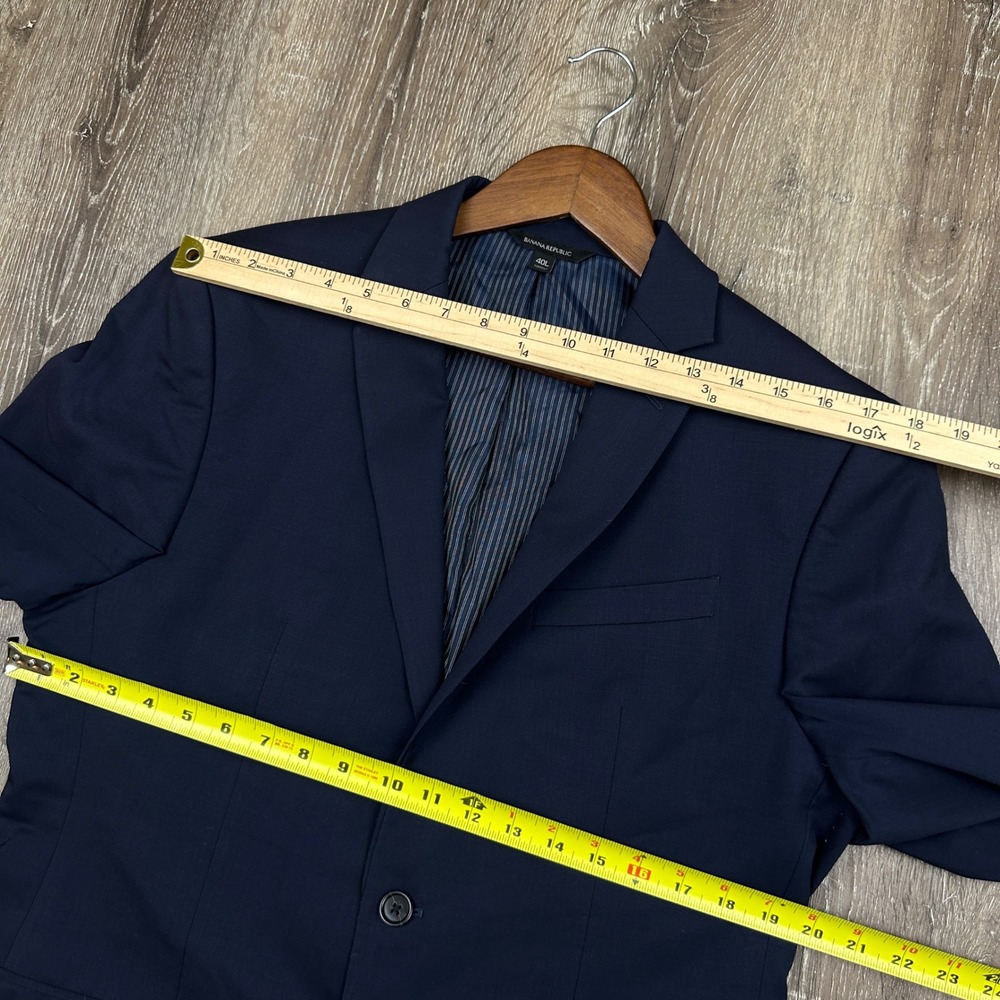 Banana Republic Mens 40L Slim Fit Blue Super 120s Marzotto Wool Blazer Jacket - Picture 9 of 10